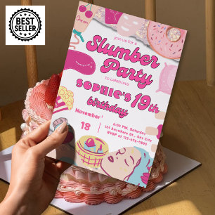 Slumber party 19th birthday invitation girls
