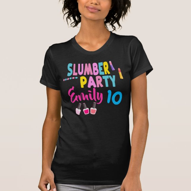 Slumber Party Birthday Girl Custom Sleepover T-Shi T-Shirt (Front)