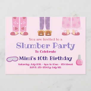 Slumber Party Birthday Party, Sleepover Invitation