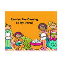 Slumber Party Birthday Thank You Postcard
