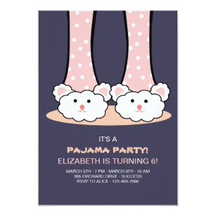 Slumber Party Bunny Slippers Invitation