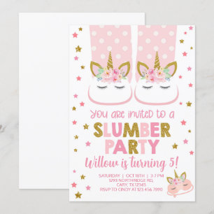 Slumber party girl birthday invite. invitation