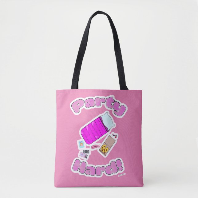 Slumber Party Hard Fun Slogan Cartoon Joy Tote Bag (Front)