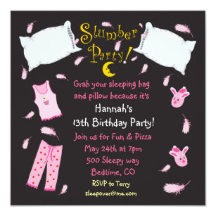 Slumber Party Pillow Fight Birthday Invitation