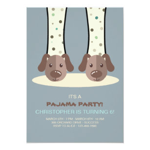 Slumber Party Puppy Slippers Invitation