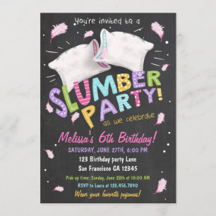 Slumber Party Pyjamas Sleepover Invitation