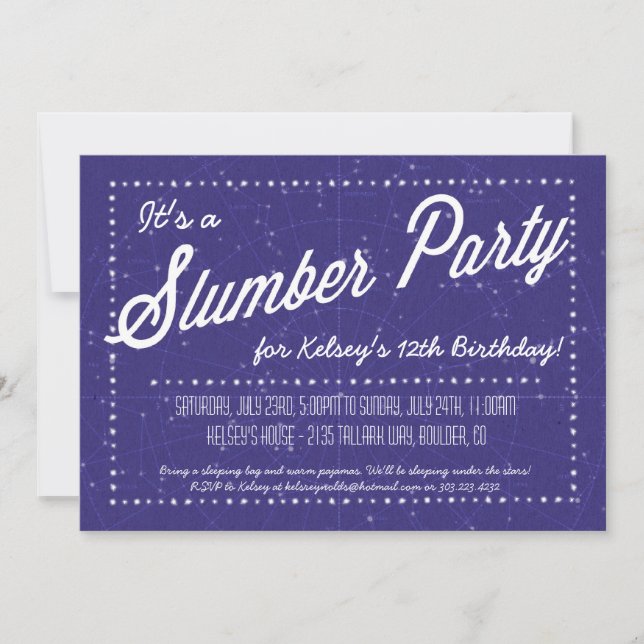 Slumber Party - Sleep Over Under the Stars Invitation (Front)