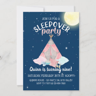 Slumber party, Sleepover, ANY AGE,birthday Invitation