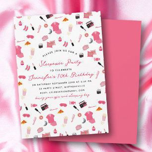 Slumber Party Sleepover Kids Birthday Party Invitation