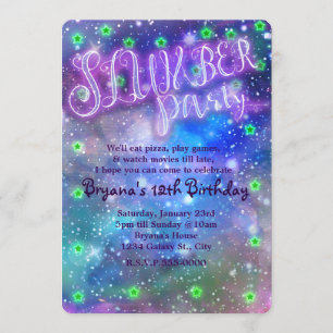 SLUMBER PARTY Space Galaxy Birthday Invitations