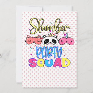 Slumber Party Squad Girls Pyjamas Matching  Invitation