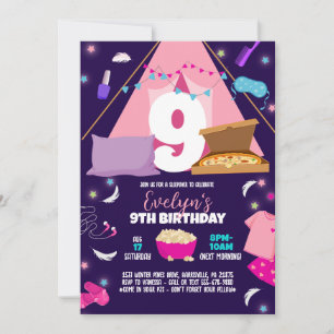 Slumber Party Template, Sleepover Girls invitation