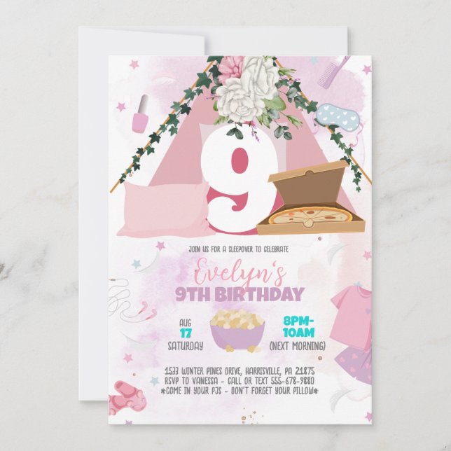 Slumber Party Template, Soft Pastels Invitation (Front)
