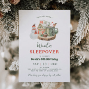 Slumber Party Winter Sleepover Birthday Party  Invitation