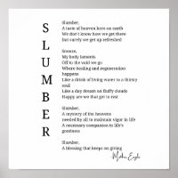 Slumber sleep dream time poem poster wall art