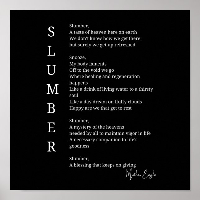Slumber sleep dream time poem poster wall art  (Front)