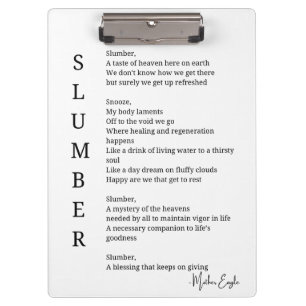 Slumber sleep dream time poem poster wall art clipboard