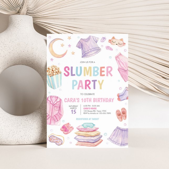 Slumber Sleep Over Birthday Party Invitation (Slumber Party Sleep Over Birthday Party Invitation)