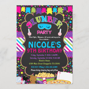 Slumber Sleepover Birthday Party Invitation