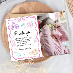 Slumber Sleepover Party Girl Birthday Photo Thank You Card