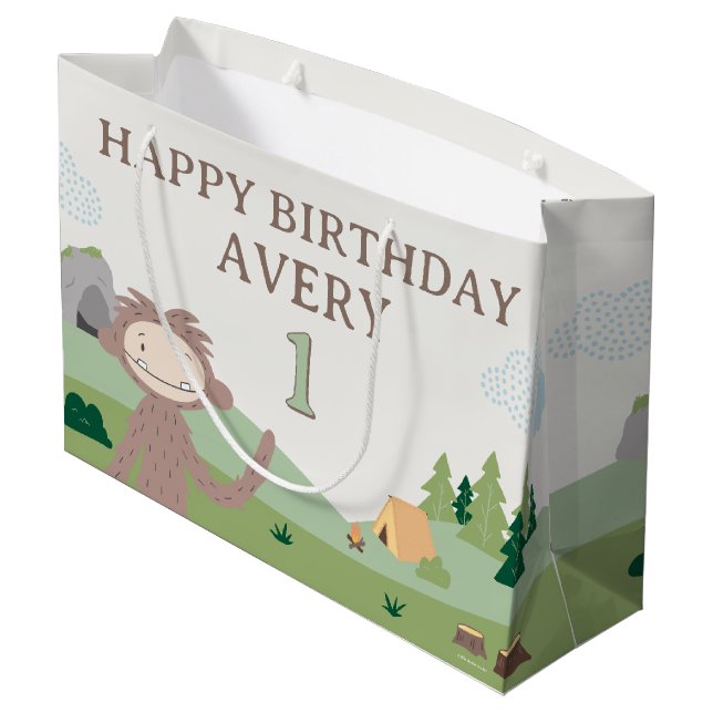 Slumberkins Bigfoot Birthday  Large Gift Bag (Back Angled)
