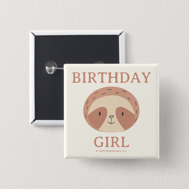 Slumberkins Sloth Birthday Boy 15 Cm Square Badge (Front & Back)