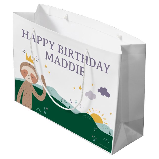 Slumberkins Sloth Birthday  Large Gift Bag (Back Angled)