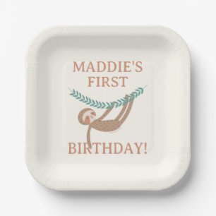 Slumberkins Sloth Birthday Paper Plate
