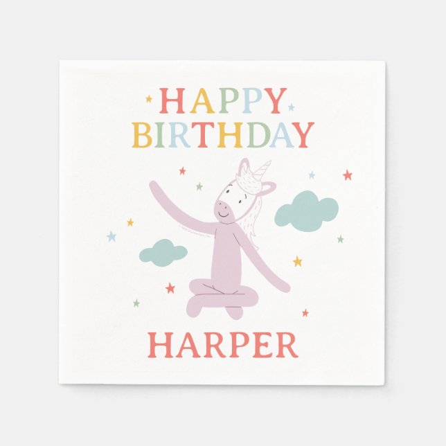 Slumberkins Unicorn Birthday Napkin (Front)