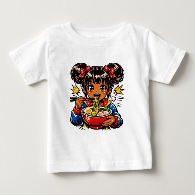 Slurp Nom Anime Girl Ramen Noodles Baby T-Shirt (Front)