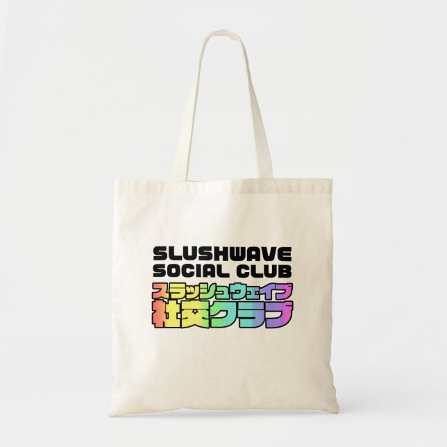 Slushwave Social Club people and text logo tote Bag (Front)