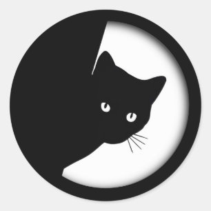 Sly Black Cat Classic Round Sticker