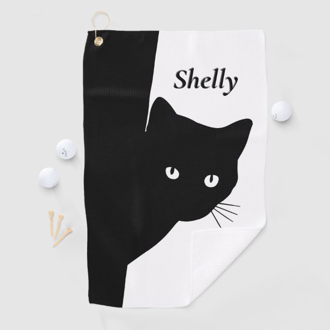 Sly Black Cat Golf Towel (InSitu)