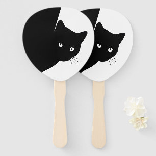Sly Black Cat Hand Fan