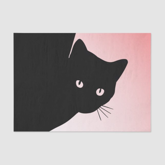 Sly Black Cat Happy Birthday Year and Name Tissue Paper (Front)