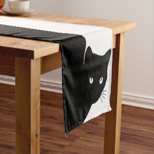 Sly Black Cat Long Table Runner
