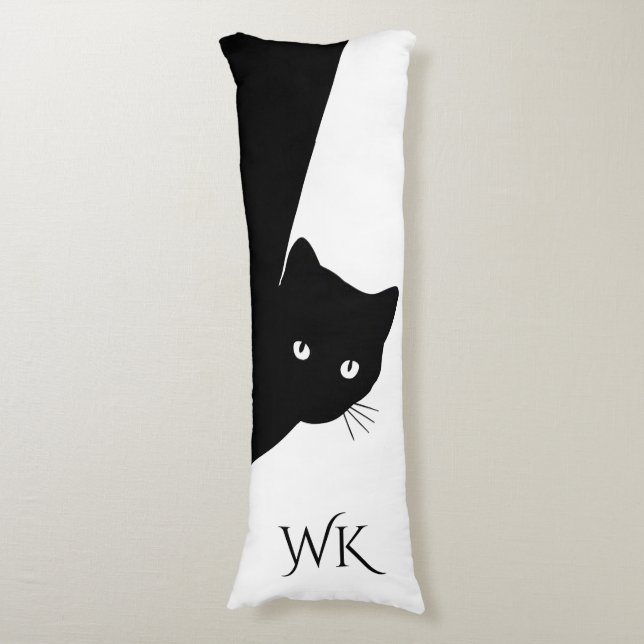 Sly Black Cat Monogram Body Cushion (Front Vertical)