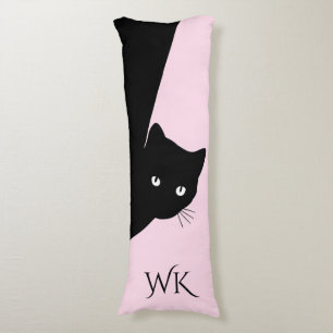 Sly Black Cat Monogram Body Pillow