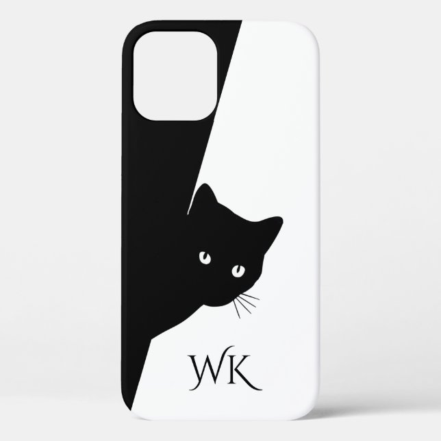 Sly Black Cat Monogram Case-Mate iPhone Case (Back)