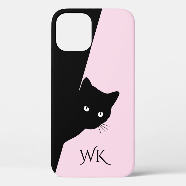 Sly Black Cat Monogram Pink Case-Mate iPhone Case (Back)