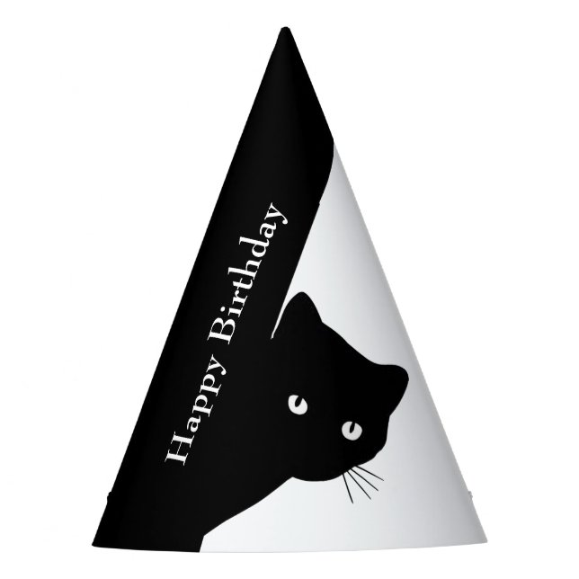 Sly Black Cat Party Hat (Front)