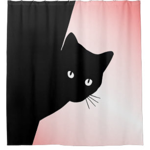 Sly Black Cat Pink Shower Curtain