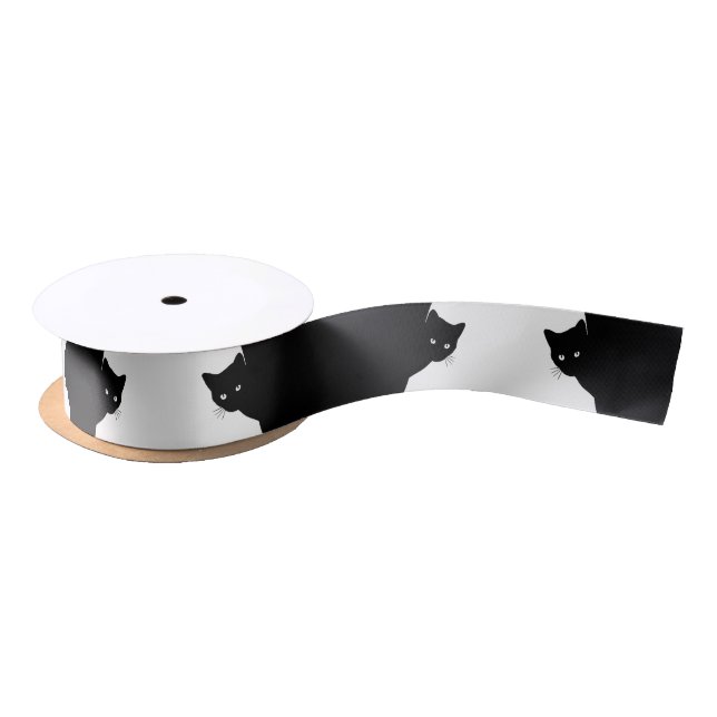 Sly Black Cat Satin Ribbon (Spool)