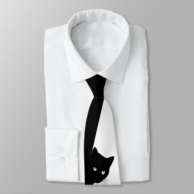 Sly Black Cat Tie (Tied)