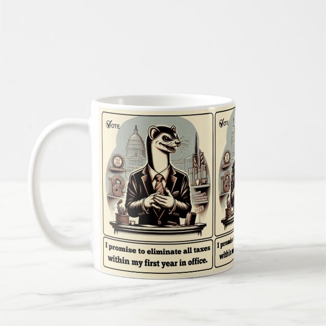 Sly Deals: The Crafty Weasel Politician  Coffee Mug (Left)