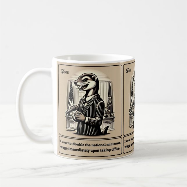 Sly Deals: The Crafty Weasel Politician  Coffee Mug (Left)