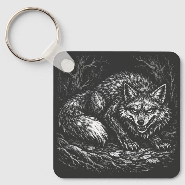 Sly Forest Fox — by BurnsInHell Key Ring (Front)