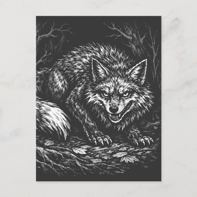 Sly Forest Fox — by BurnsInHell Postcard (Front)