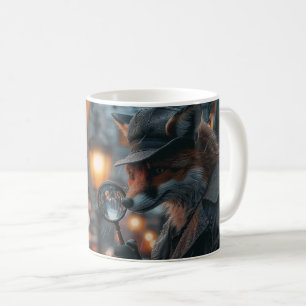Sly fox detective in a noir setting coffee mug