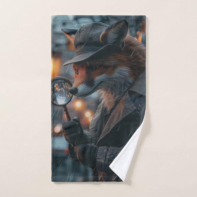 Sly fox detective in a noir setting hand towel (Hand Towel)